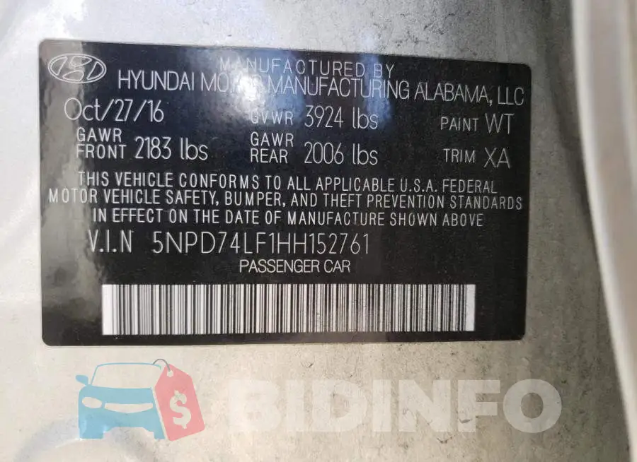 5NPD74LF1HH152761 Photo# 13