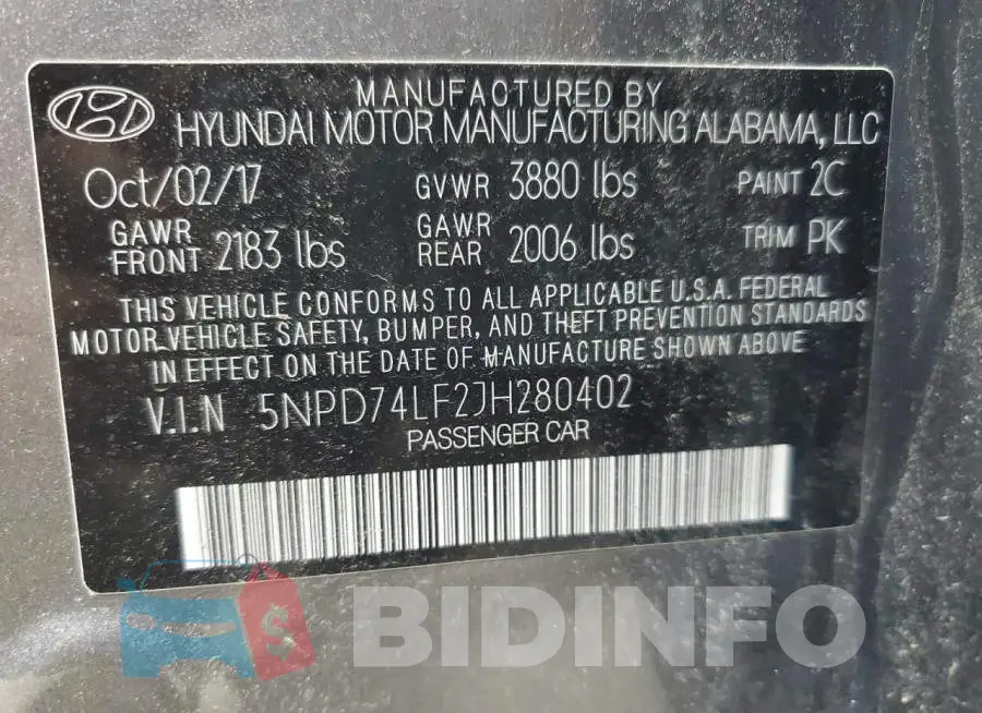 5NPD74LF2JH280402 Photo# 13