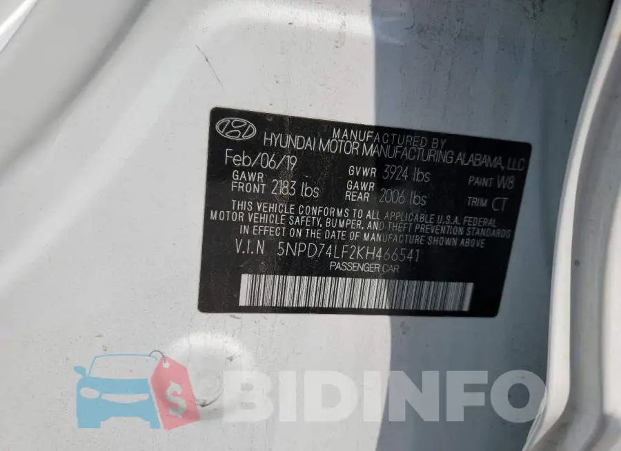 5NPD74LF2KH466541 Photo# 12