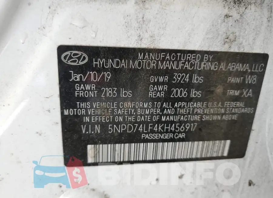5NPD74LF4KH456917 Photo# 12