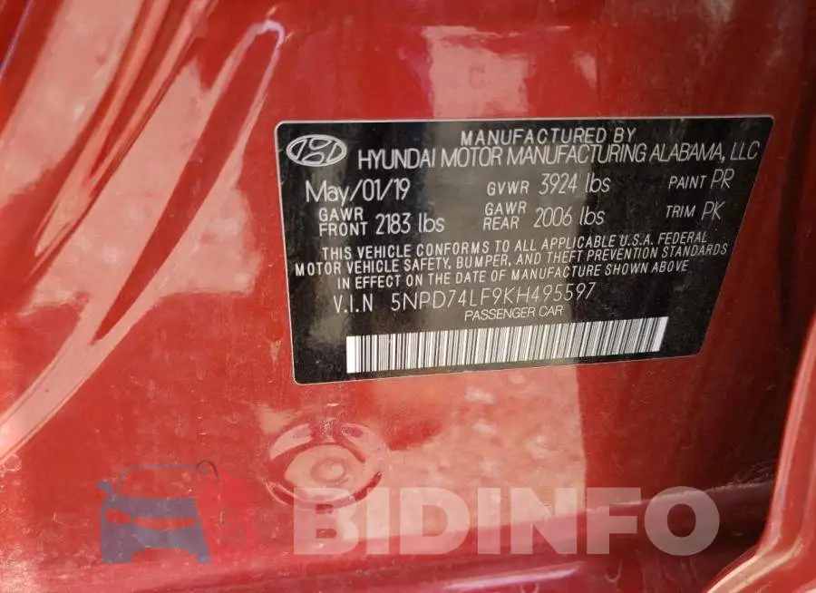 5NPD74LF9KH495597 Photo# 12