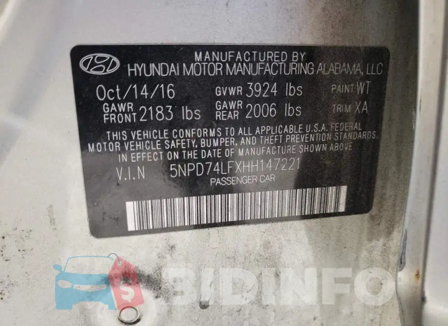 5NPD74LFXHH147221 Photo# 13
