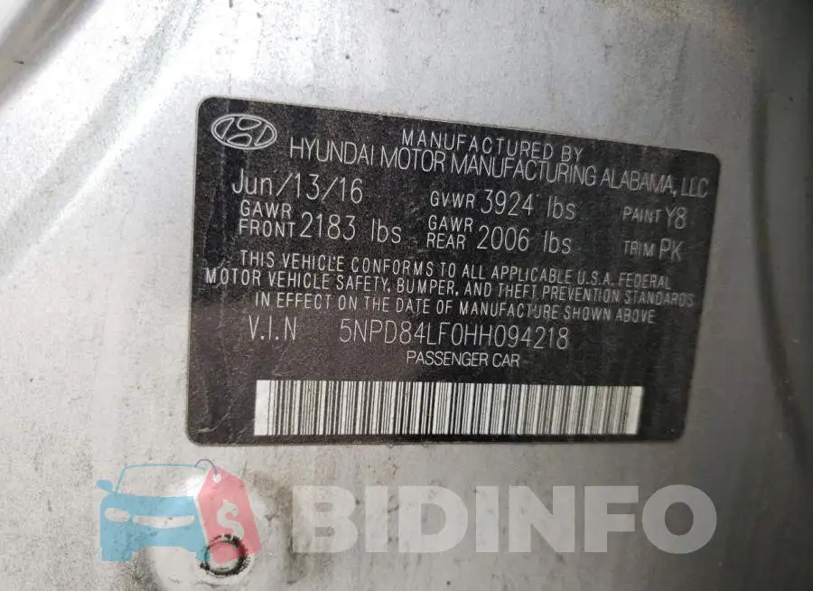 5NPD84LF0HH094218 Photo# 12