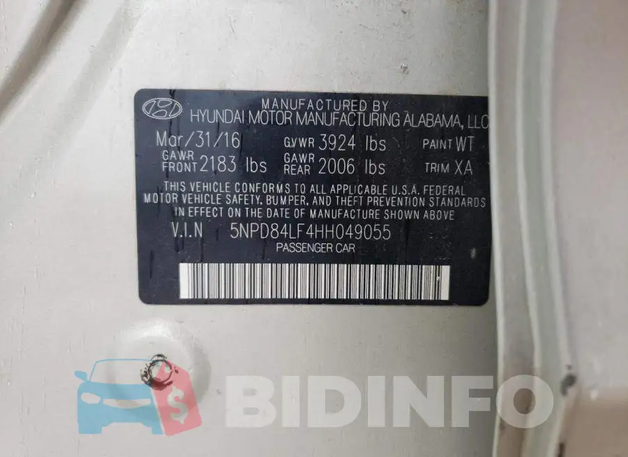 5NPD84LF4HH049055 Photo# 12