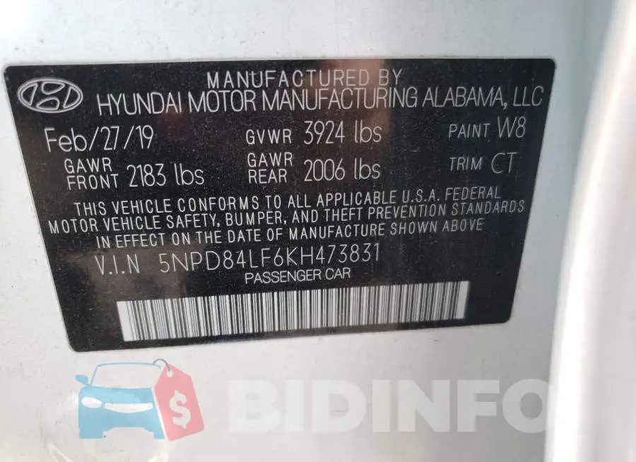 5NPD84LF6KH473831 Photo# 12