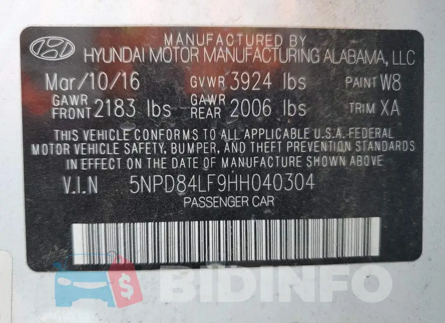 5NPD84LF9HH040304 Photo# 13