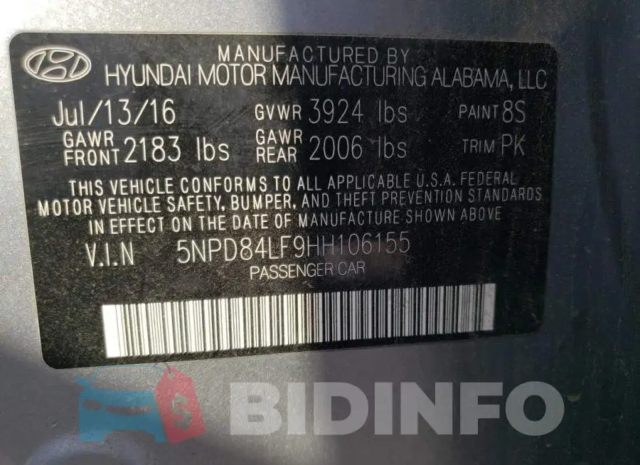 5NPD84LF9HH106155 Photo# 12