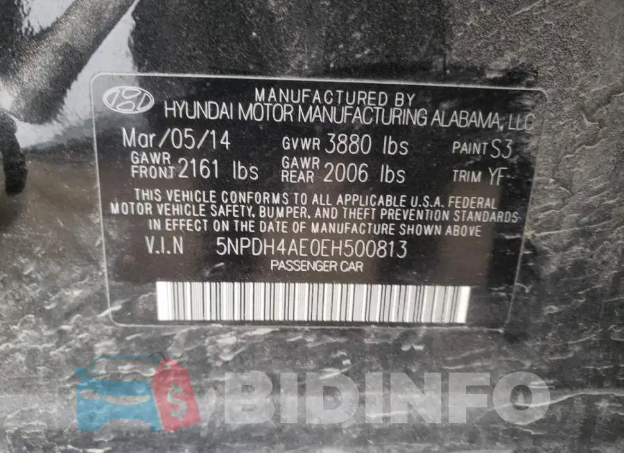 5NPDH4AE0EH500813 Photo# 12