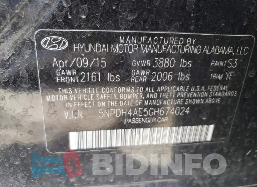 5NPDH4AE5GH674024 Photo# 13