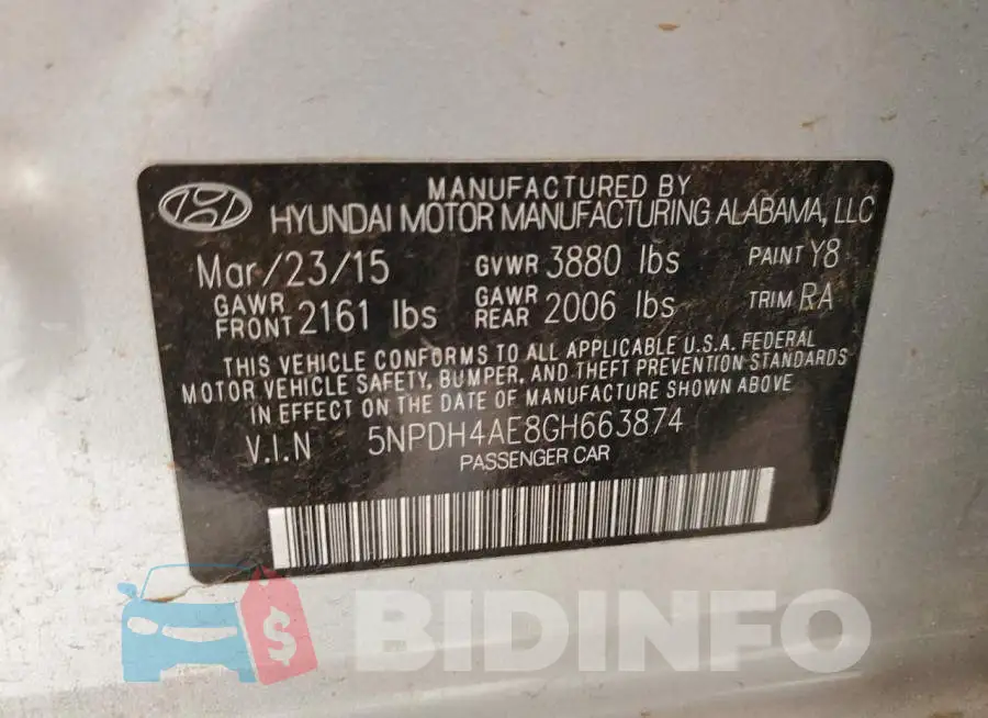 5NPDH4AE8GH663874 Photo# 12