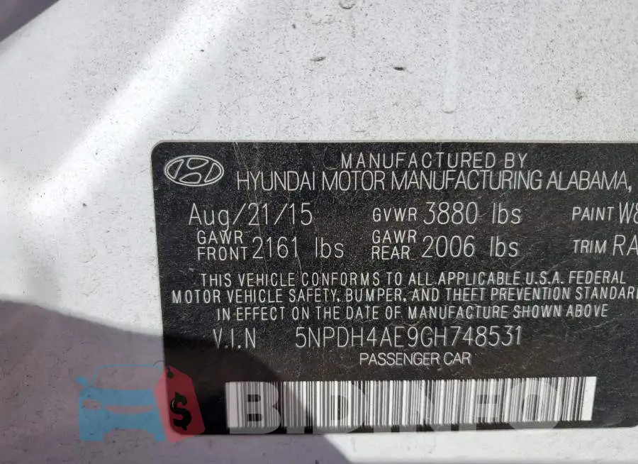 5NPDH4AE9GH748531 Photo# 12
