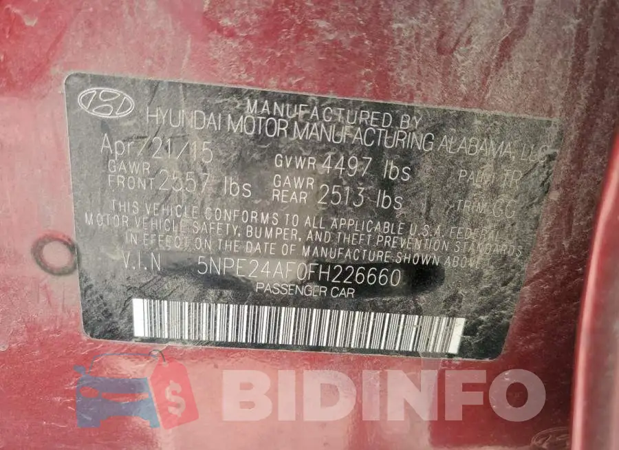 5NPE24AF0FH226660 Photo# 12