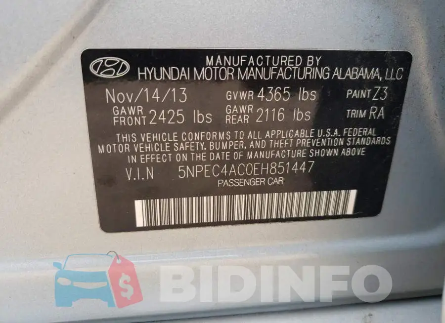 5NPEC4AC0EH851447 Photo# 12