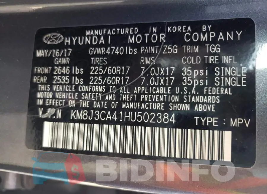 KM8J3CA41HU502384 Photo# 12
