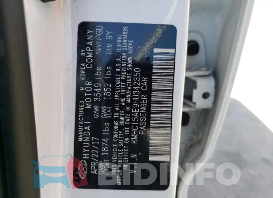 KMHCT5AE9HU342350 Photo# 10