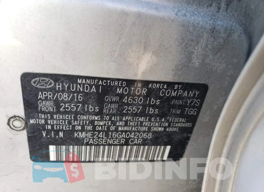 KMHE24L16GA042068 Photo# 12