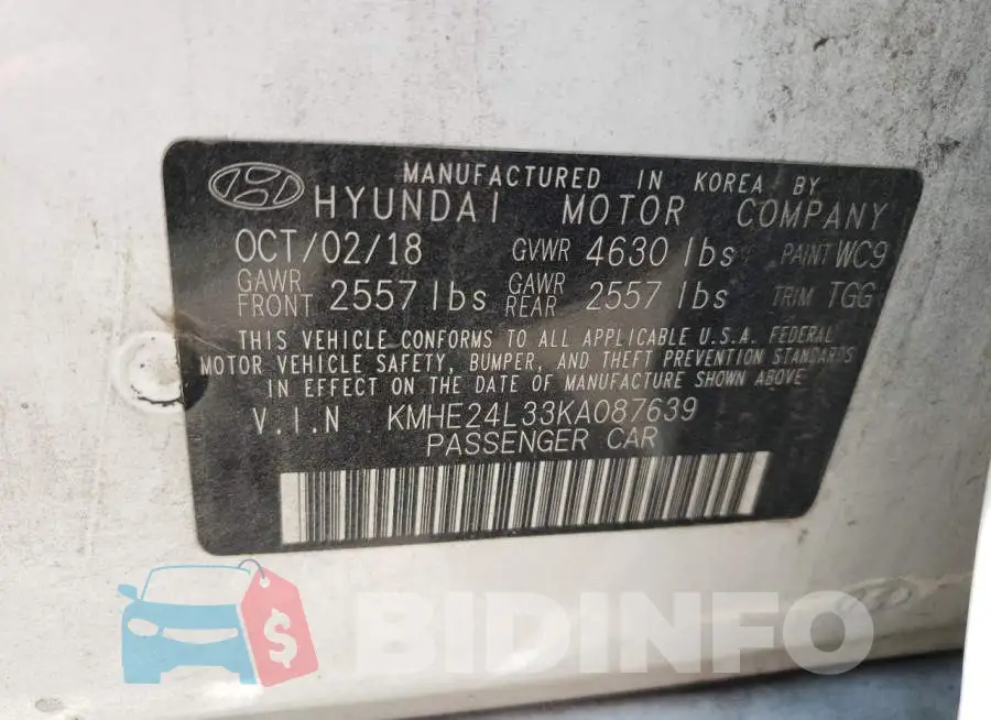 KMHE24L33KA087639 Photo# 13