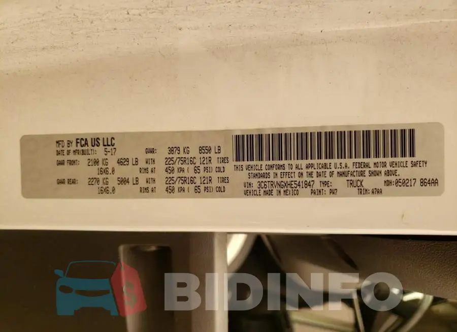 3C6TRVNGXHE541847 Photo# 14