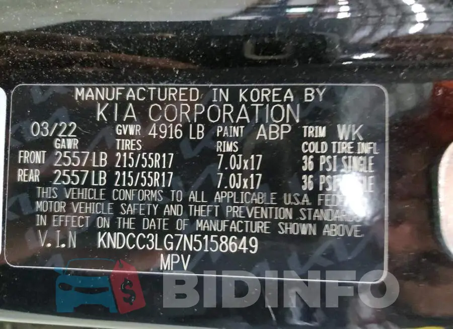 KNDCC3LG7N5158649 Photo# 12