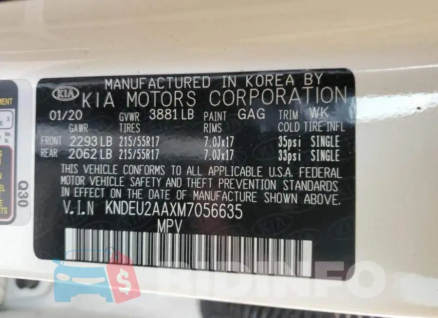 KNDEU2AAXM7056635 Photo# 13
