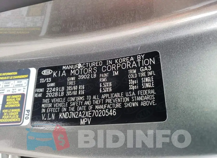 KNDJN2A2XE7020546 Photo# 12