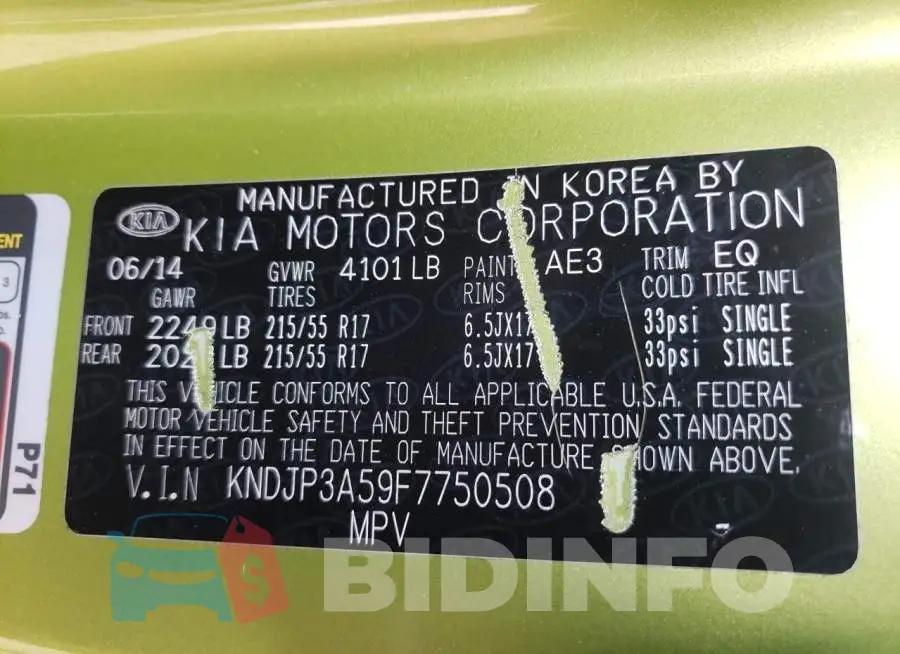 KNDJP3A59F7750508 Photo# 13