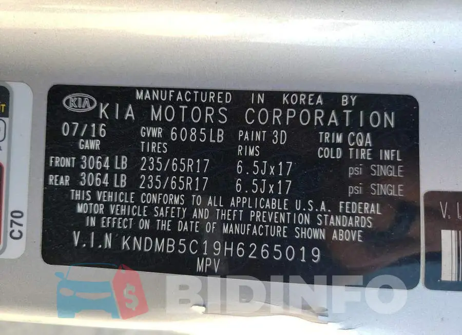 KNDMB5C19H6265019 Photo# 10