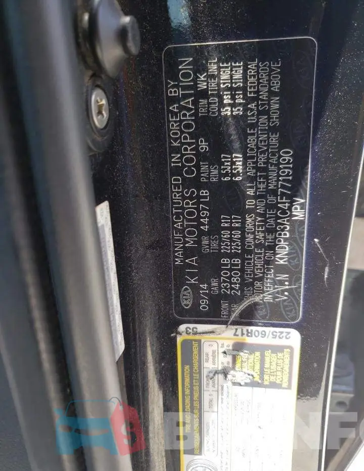 KNDPB3AC4F7719190 Photo# 10