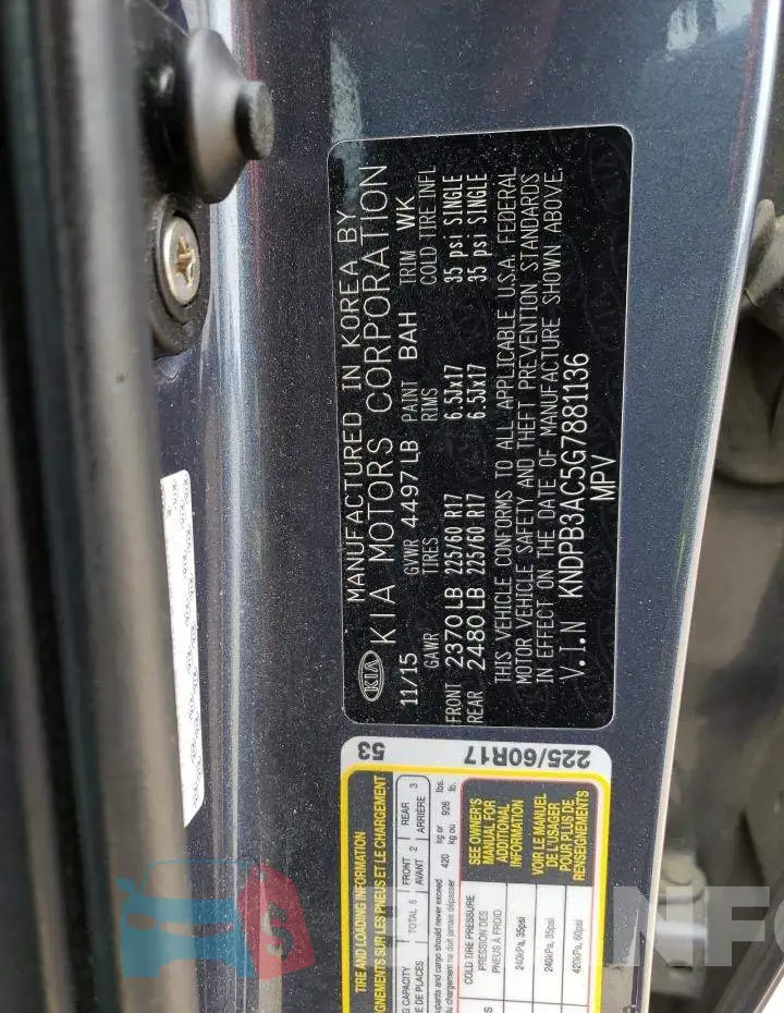 KNDPB3AC5G7881136 Photo# 13