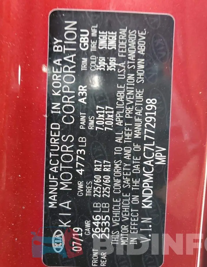 KNDPMCAC7L7729198 Photo# 12