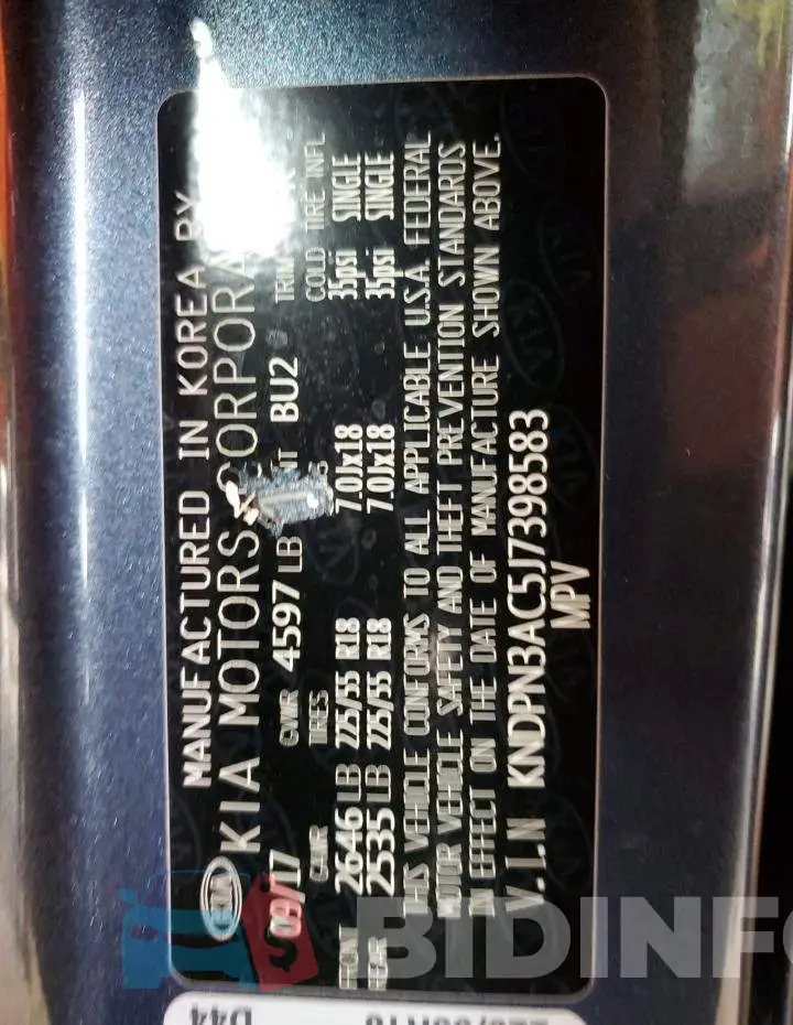 KNDPN3AC5J7398583 Photo# 12