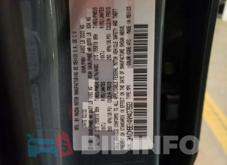 3MVDMBEY4NM407693 Photo# 13