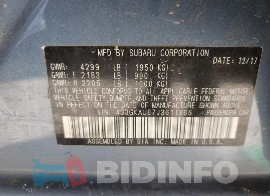 4S3GKAU67J3611365 Photo# 12