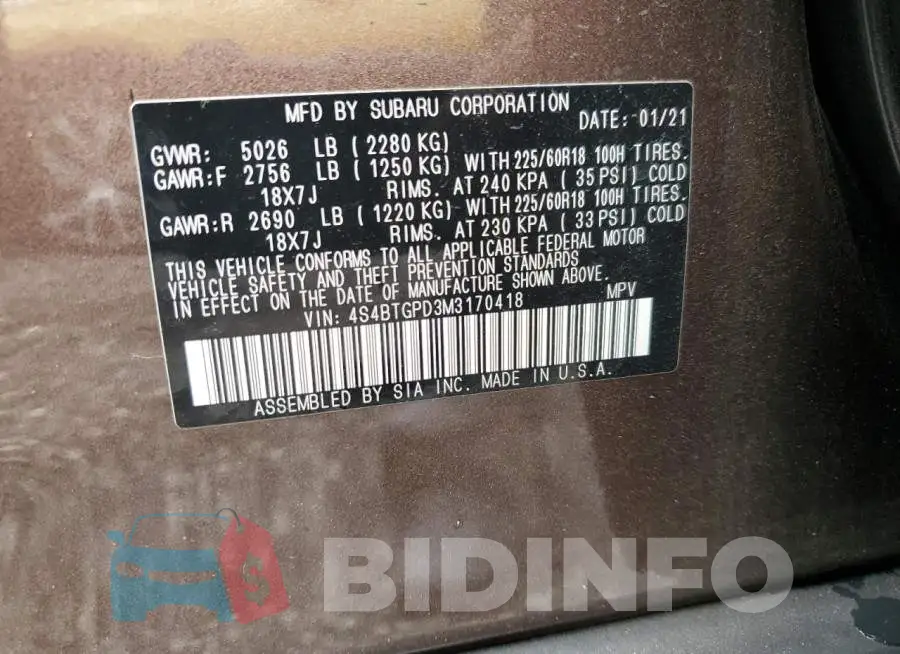 4S4BTGPD3M3170418 Photo# 14