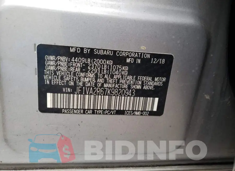 JF1VA2R67K9820943 Photo# 12
