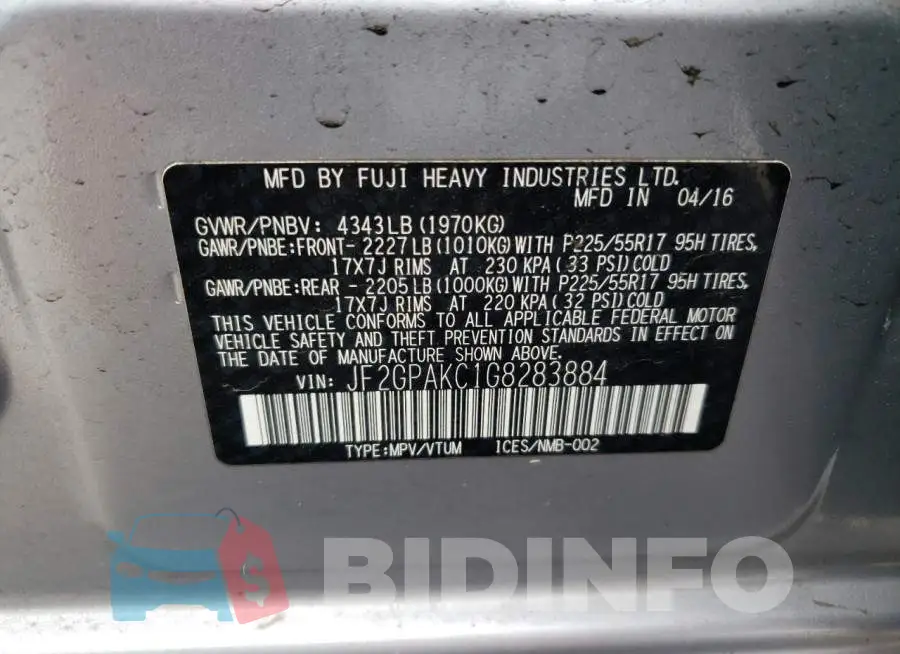 JF2GPAKC1G8283884 Photo# 12