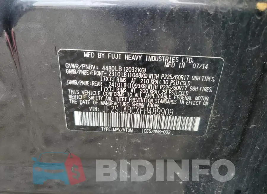 JF2SJABCXFH489909 Photo# 13