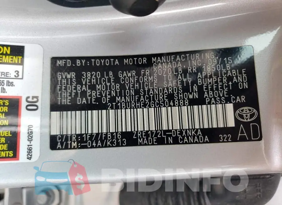 2T1BURHE2GC504888 Photo# 12
