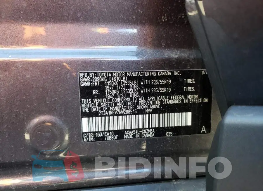 2T3A1RFV7NW288515 Photo# 13