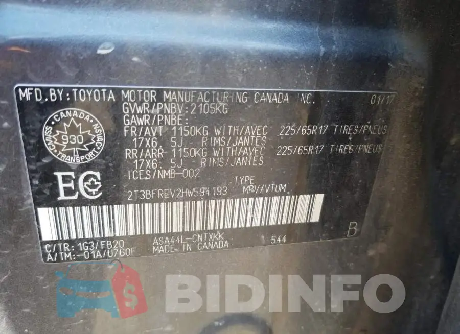 2T3BFREV2HW594193 Photo# 12