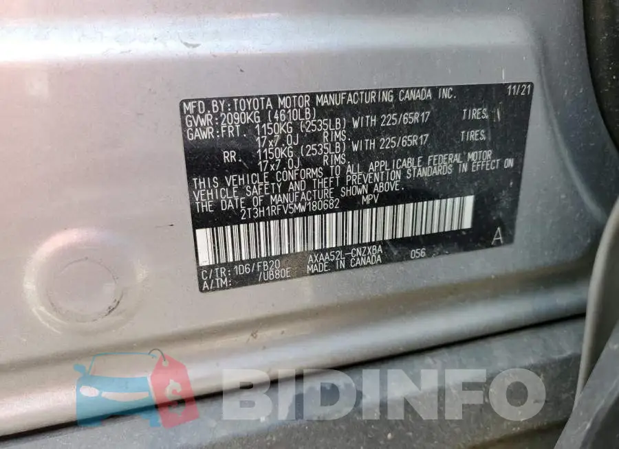 2T3H1RFV5MW180682 Photo# 13