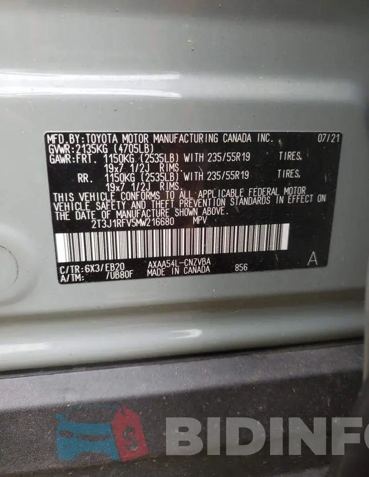 2T3J1RFV5MW216680 Photo# 13