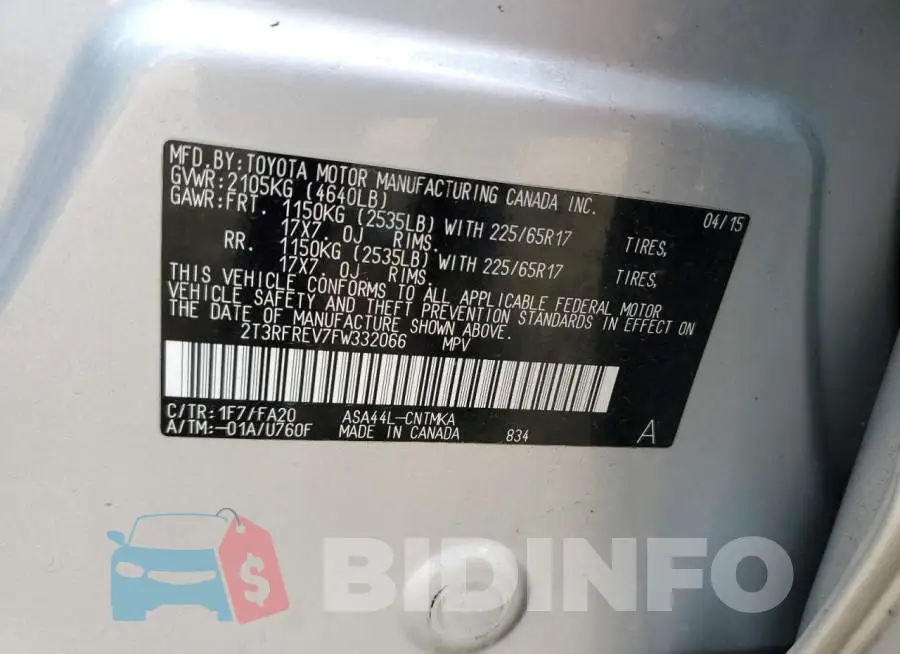 2T3RFREV7FW332066 Photo# 13