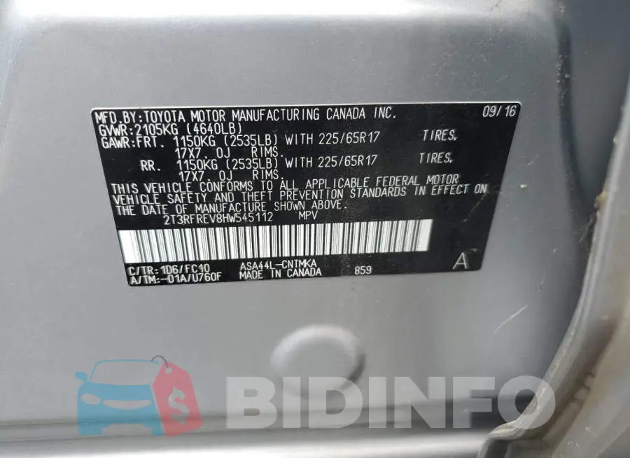 2T3RFREV8HW545112 Photo# 12