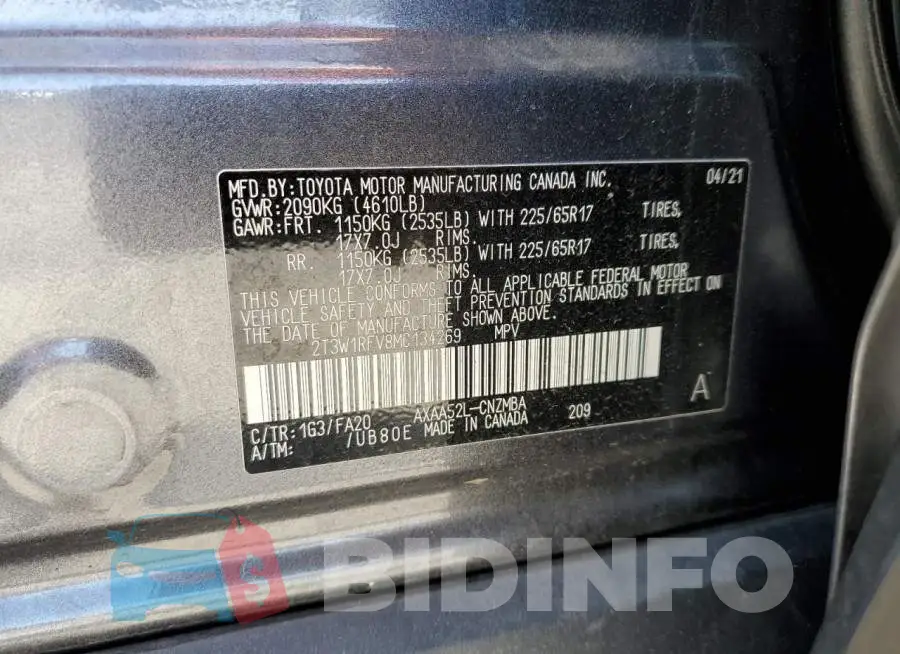2T3W1RFV8MC134269 Photo# 13