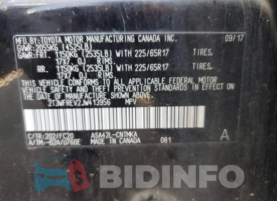 2T3WFREV2JW413956 Photo# 14