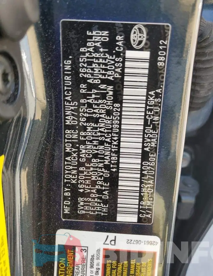 4T1BF1FK4FU995028 Photo# 12