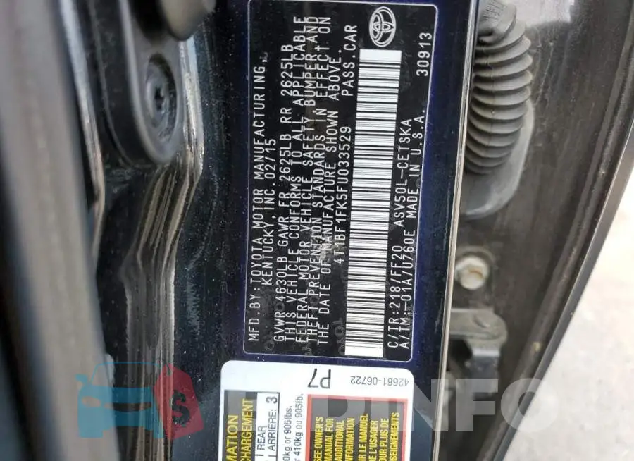 4T1BF1FK5FU033529 Photo# 12