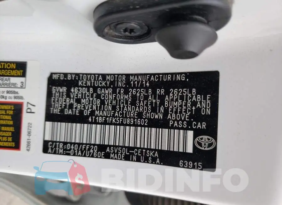 4T1BF1FK5FU891602 Photo# 12