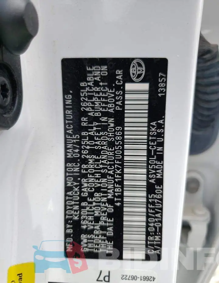 4T1BF1FK7FU055869 Photo# 12